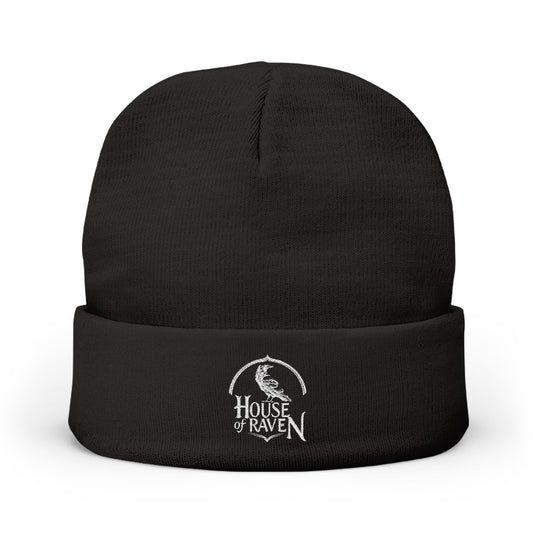House of Raven Embroidered Knit Beanie - Gothic Raven Logo Winter Hat