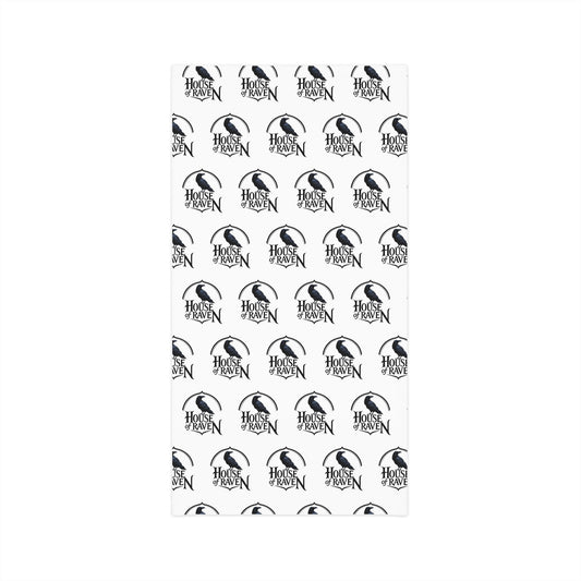 House of Raven Pattern Neck Gaiter — Black & White Repeating Logo Face Mask