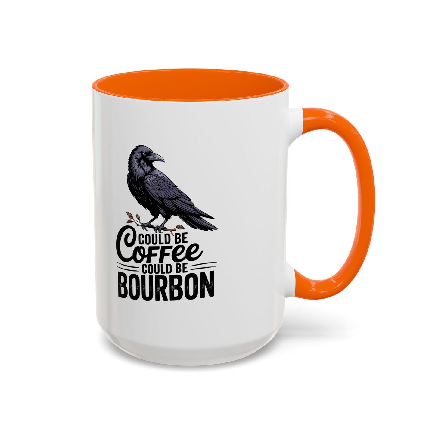 Coffee Mug — "Could Be Coffee, Could Be Bourbon" Raven Accent Mug (11/15oz)
