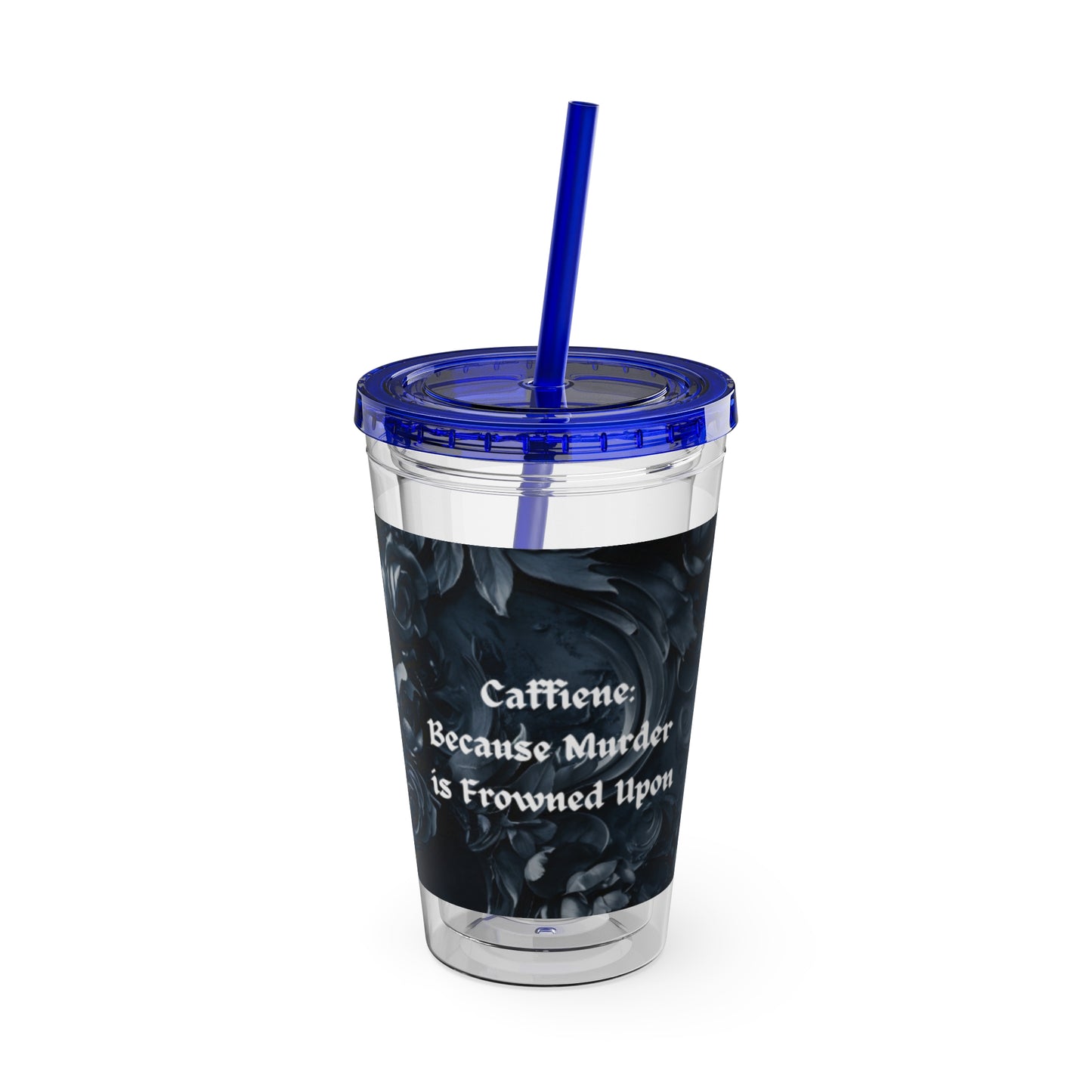 Skull Rose 16oz Tumbler with Straw — Gothic Sunsplash Drink Cup