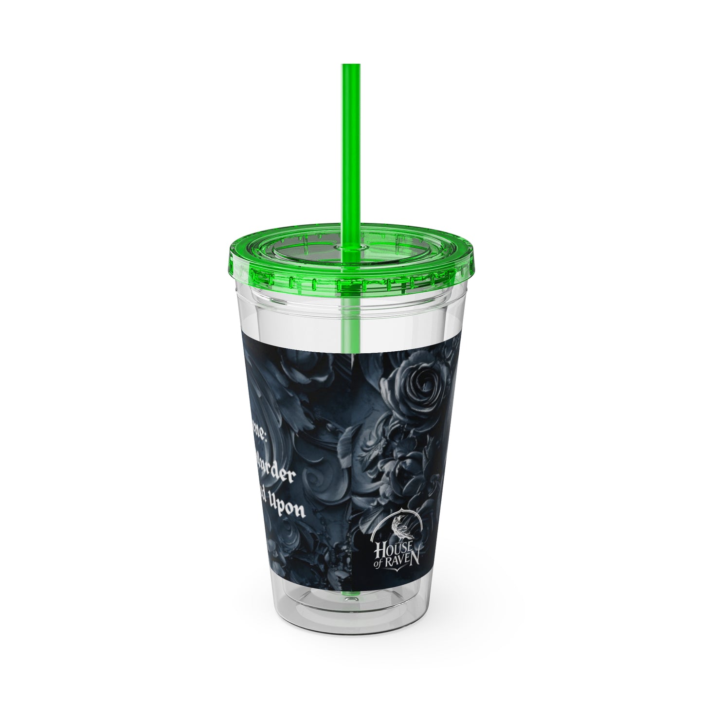 Skull Rose 16oz Tumbler with Straw — Gothic Sunsplash Drink Cup