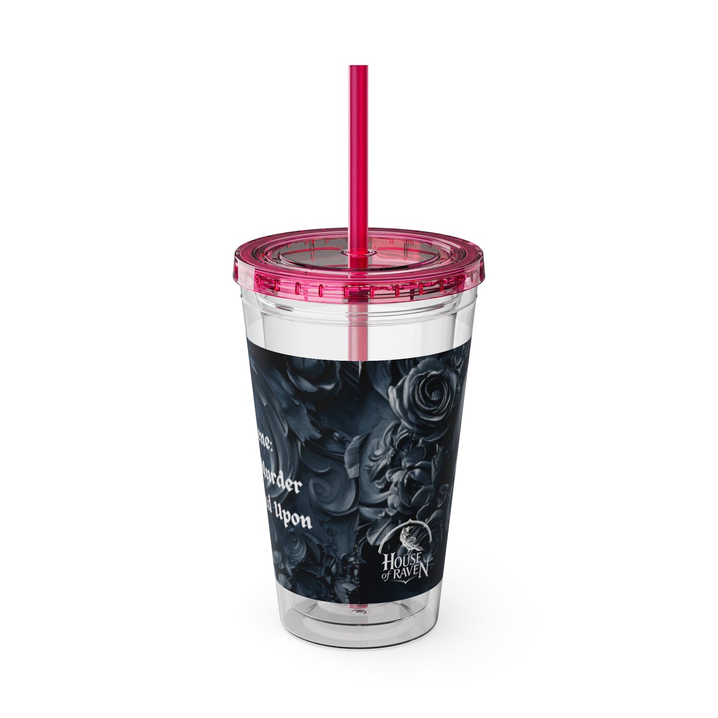 Skull Rose 16oz Tumbler with Straw — Gothic Sunsplash Drink Cup