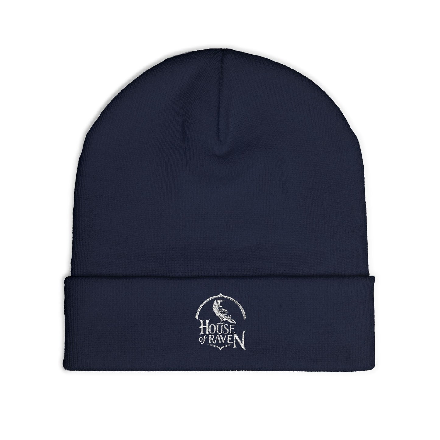 House of Raven Embroidered Knit Beanie - Gothic Raven Logo Winter Hat