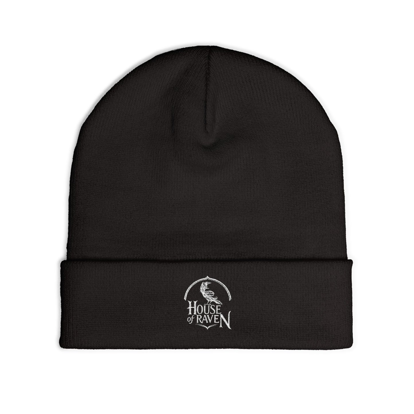House of Raven Embroidered Knit Beanie - Gothic Raven Logo Winter Hat