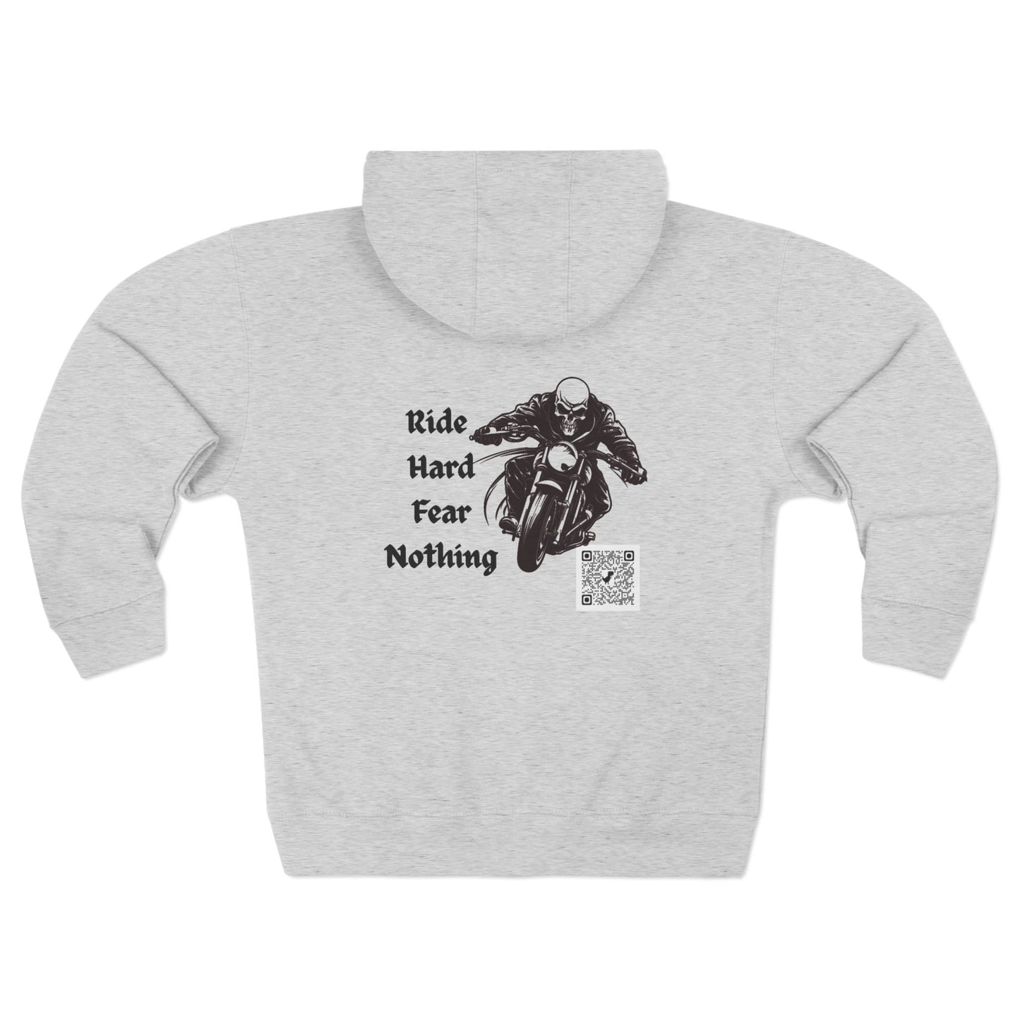 Motorcycle Zip Hoodie — “Ride Hard Fear Nothing” Biker Zip-Up