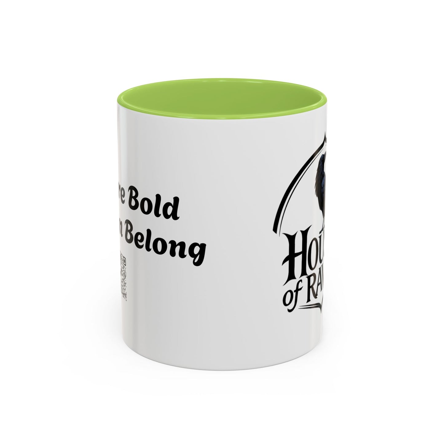 House of Raven Accent Coffee Mug — Black Interior & Handle, Gothic Raven Design (11/15 oz)