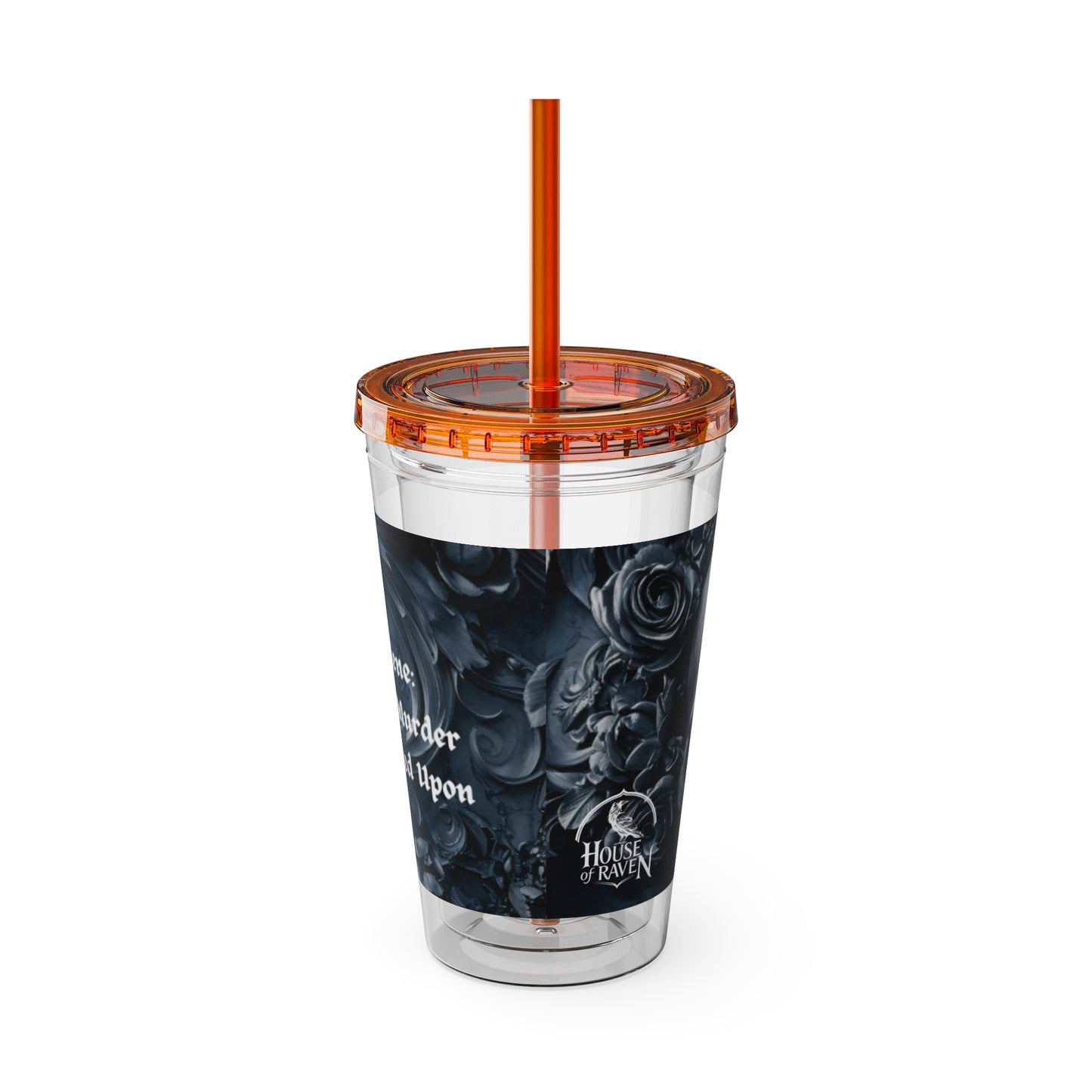 Skull Rose 16oz Tumbler with Straw — Gothic Sunsplash Drink Cup