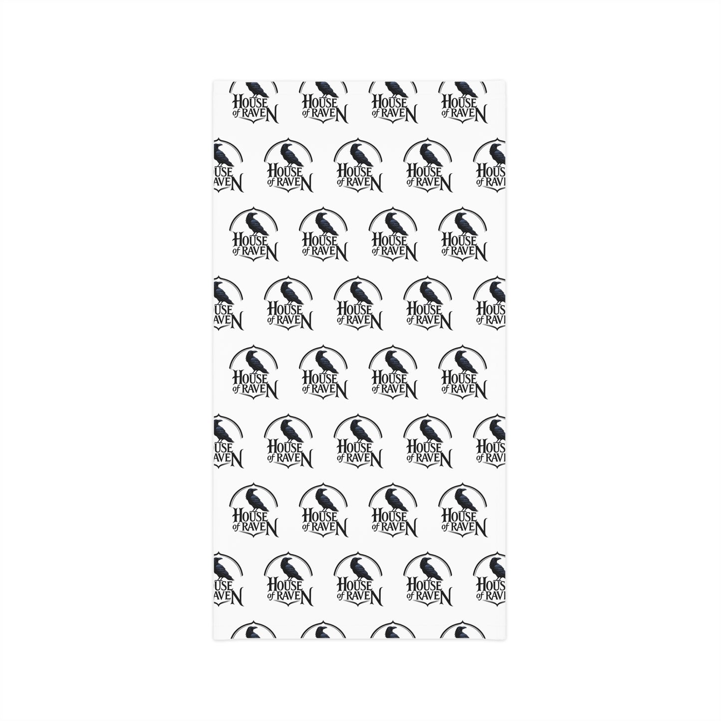 House of Raven Pattern Neck Gaiter — Black & White Repeating Logo Face Mask