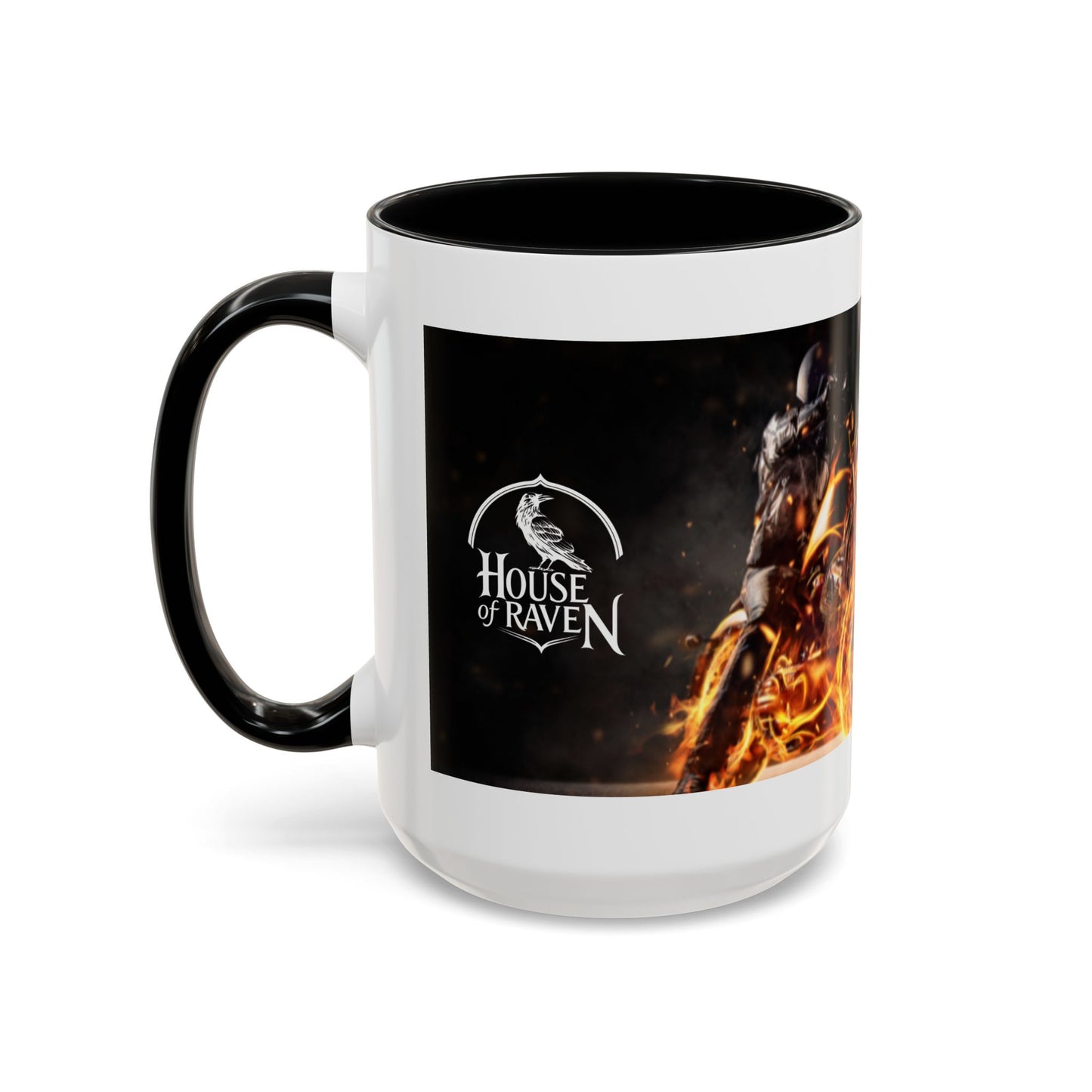 Coffee Mug - "I Run on Coffee, Chaos & Questionable Decisions" Flaming Motorcycle Accent Mug