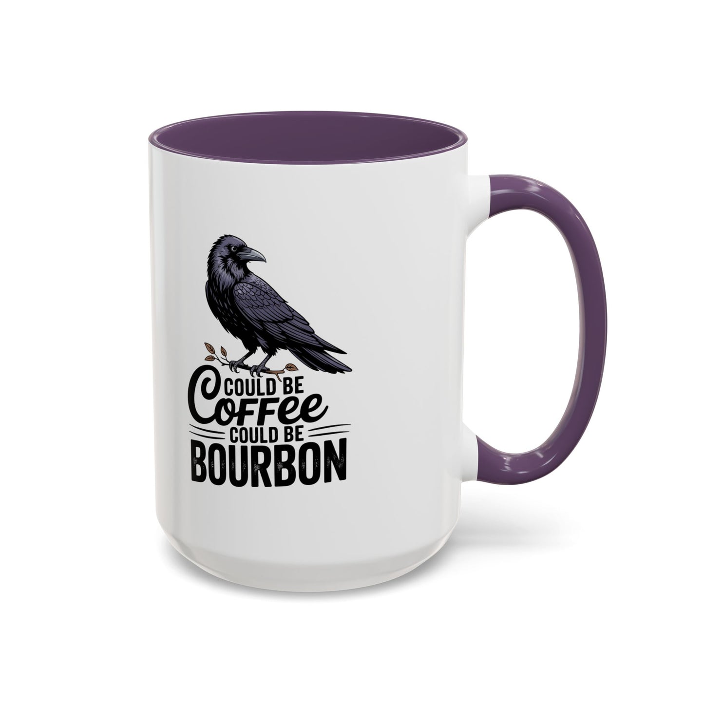 Coffee Mug — "Could Be Coffee, Could Be Bourbon" Raven Accent Mug (11/15oz)