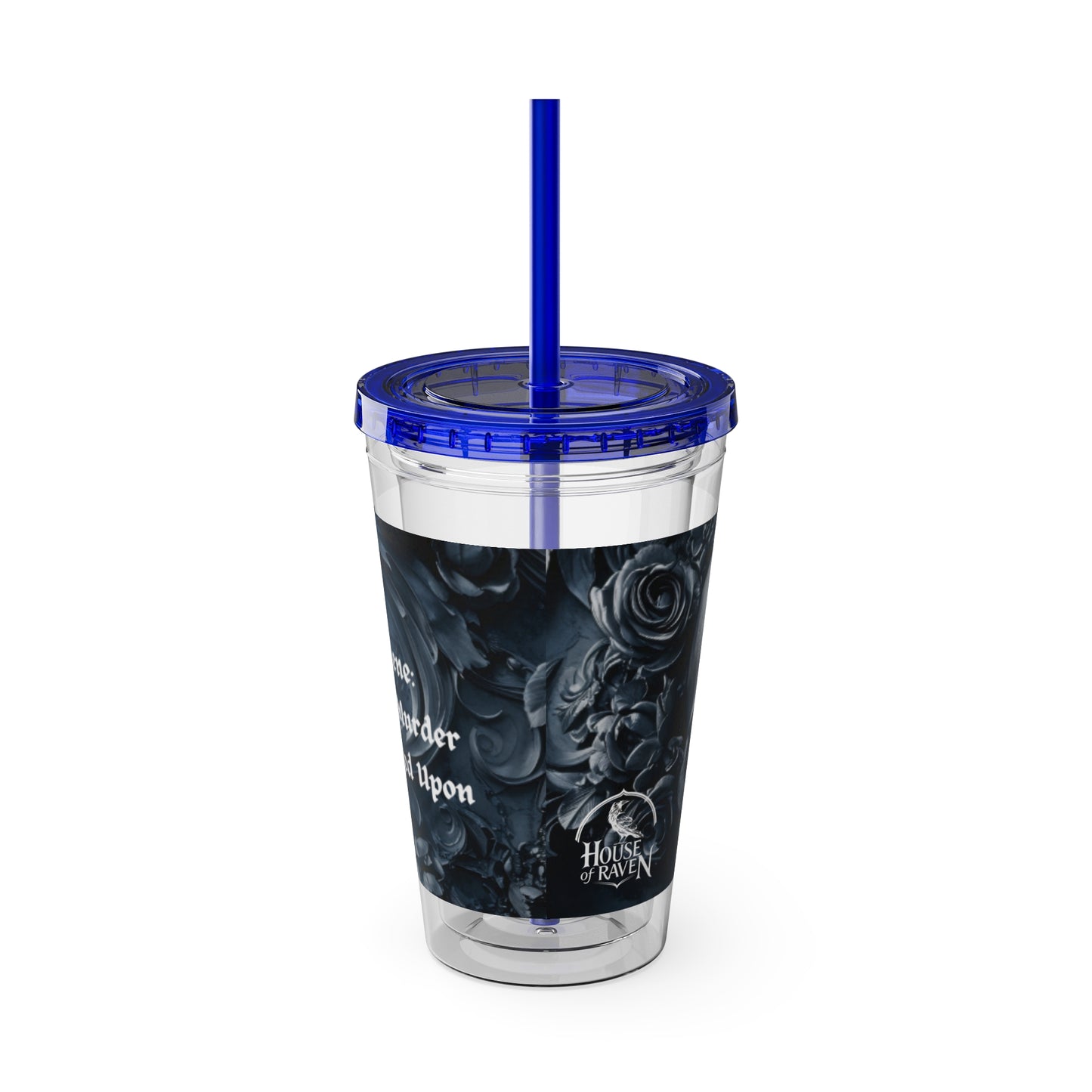 Skull Rose 16oz Tumbler with Straw — Gothic Sunsplash Drink Cup